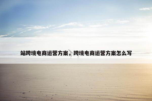 站跨境电商运营方案，跨境电商运营方案怎么写