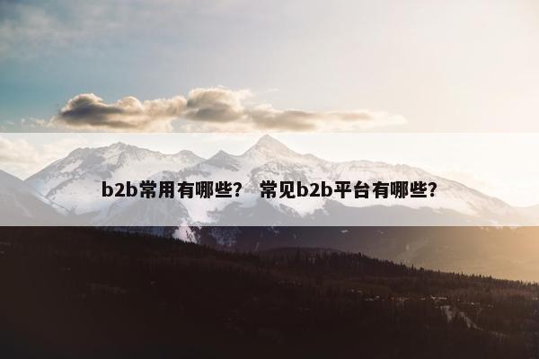 b2b常用有哪些？ 常见b2b平台有哪些？