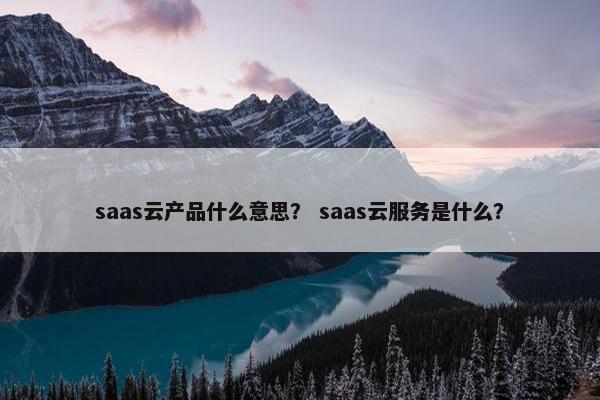 saas云产品什么意思？ saas云服务是什么？
