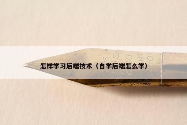 怎样学习后端技术（自学后端怎么学）