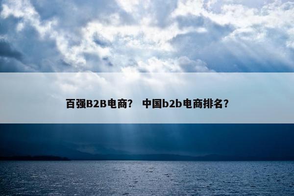 百强B2B电商？ 中国b2b电商排名？