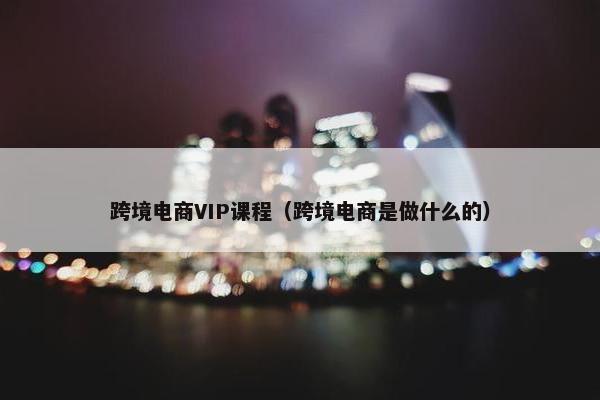 跨境电商VIP课程（跨境电商是做什么的）