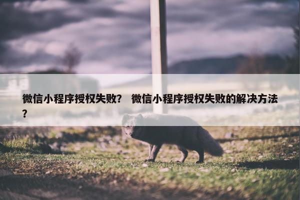 微信小程序授权失败？ 微信小程序授权失败的解决方法？
