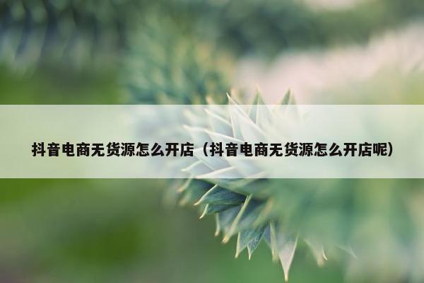 抖音电商无货源怎么开店（抖音电商无货源怎么开店呢）