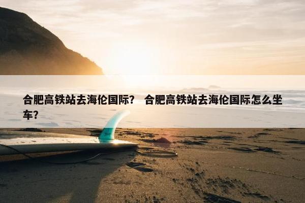 合肥高铁站去海伦国际？ 合肥高铁站去海伦国际怎么坐车？