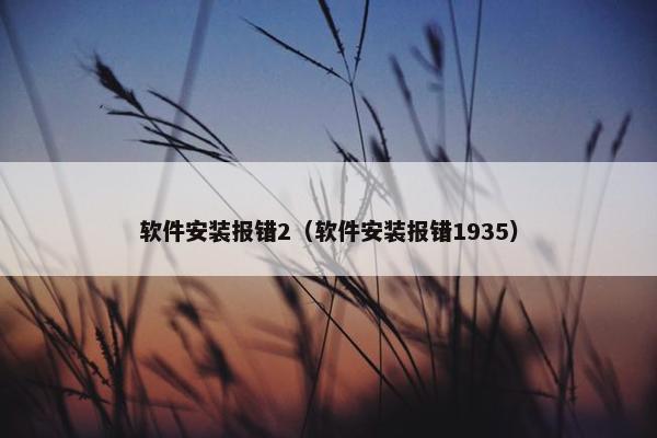 软件安装报错2（软件安装报错1935）