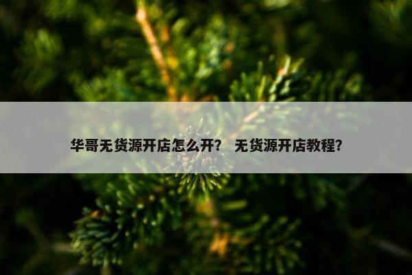 华哥无货源开店怎么开？ 无货源开店教程？