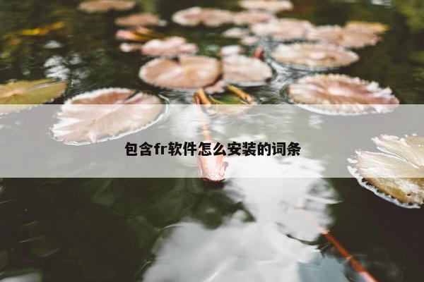 包含fr软件怎么安装的词条