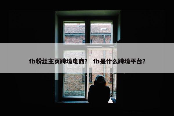 fb粉丝主页跨境电商？ fb是什么跨境平台？
