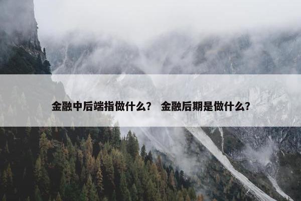 金融中后端指做什么？ 金融后期是做什么？