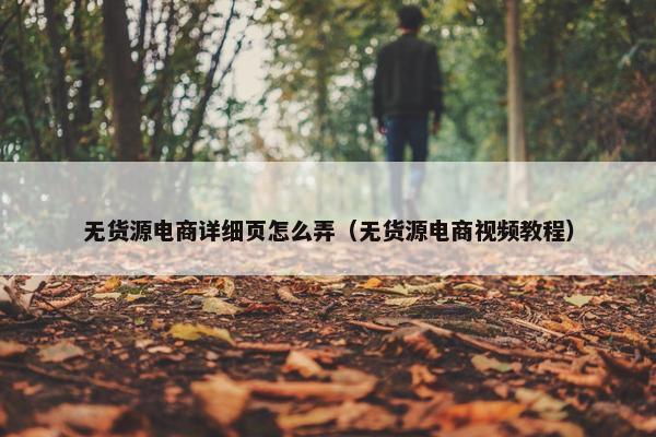 无货源电商详细页怎么弄（无货源电商视频教程）
