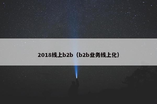 2018线上b2b（b2b业务线上化）