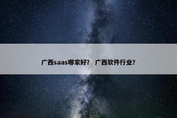 广西saas哪家好？ 广西软件行业？