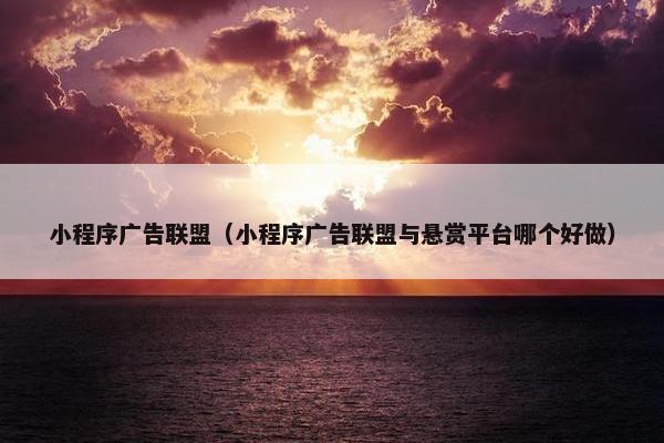 小程序广告联盟（小程序广告联盟与悬赏平台哪个好做）