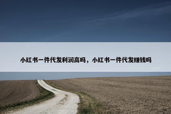 小红书一件代发利润高吗，小红书一件代发赚钱吗