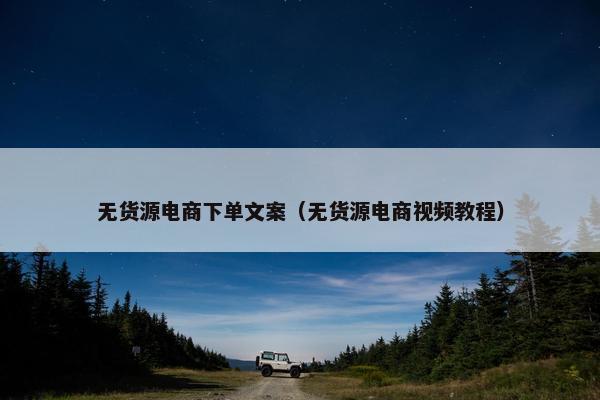 无货源电商下单文案（无货源电商视频教程）