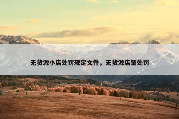 无货源小店处罚规定文件，无货源店铺处罚