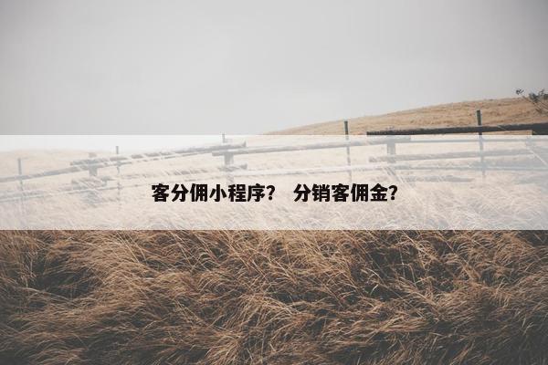 客分佣小程序？ 分销客佣金？