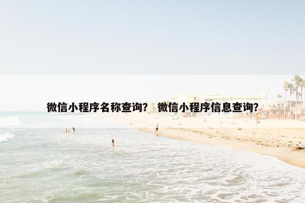 微信小程序名称查询？ 微信小程序信息查询？