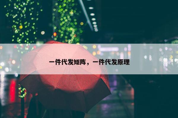 一件代发矩阵，一件代发原理