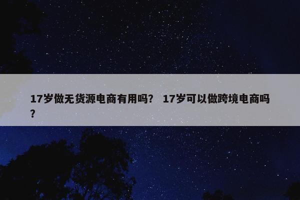 17岁做无货源电商有用吗？ 17岁可以做跨境电商吗？