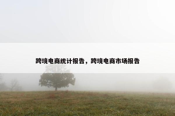 跨境电商统计报告，跨境电商市场报告