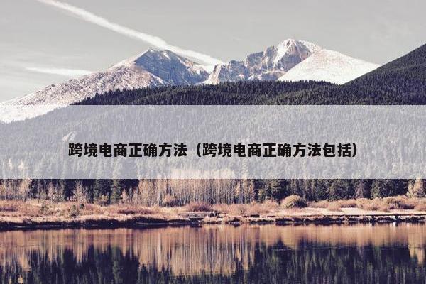 跨境电商正确方法（跨境电商正确方法包括）