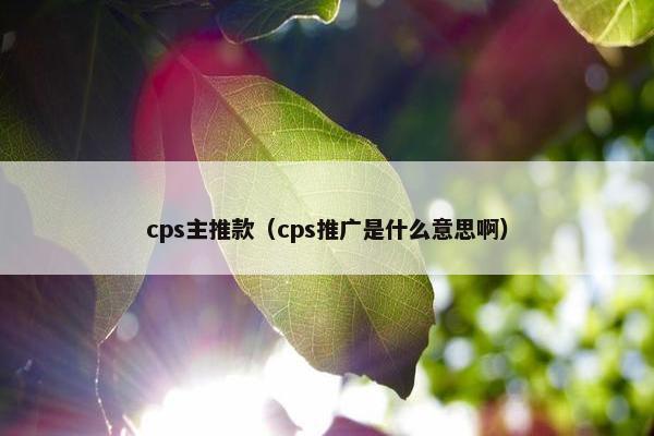cps主推款（cps推广是什么意思啊）