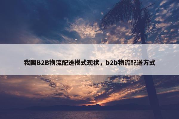 我国B2B物流配送模式现状，b2b物流配送方式