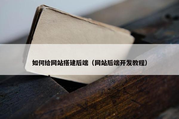 如何给网站搭建后端（网站后端开发教程）