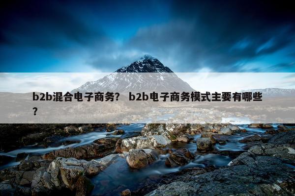 b2b混合电子商务？ b2b电子商务模式主要有哪些？