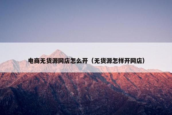 电商无货源网店怎么开（无货源怎样开网店）