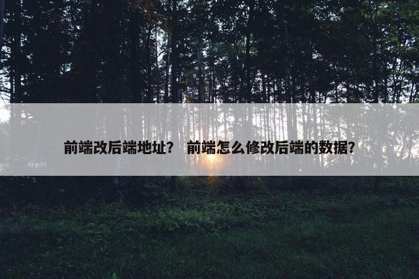 前端改后端地址？ 前端怎么修改后端的数据？