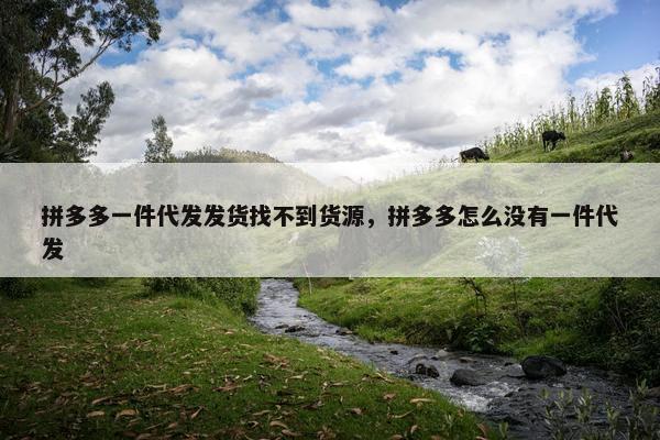 拼多多一件代发发货找不到货源，拼多多怎么没有一件代发