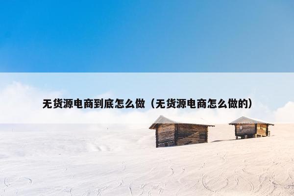 无货源电商到底怎么做（无货源电商怎么做的）
