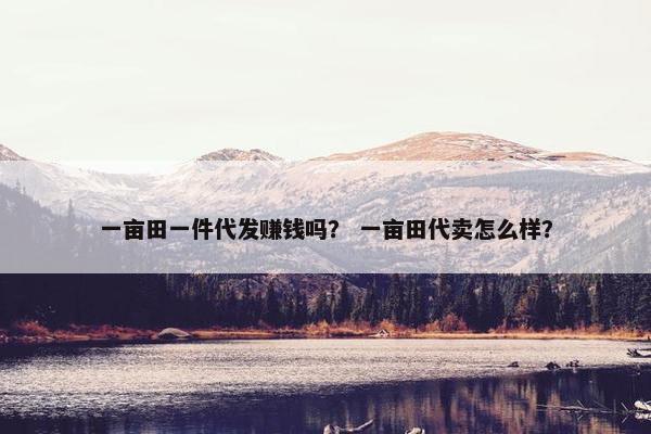 一亩田一件代发赚钱吗？ 一亩田代卖怎么样？