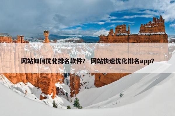 网站如何优化排名软件？ 网站快速优化排名app？