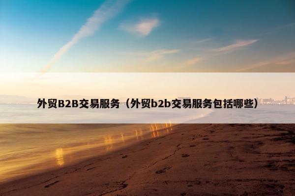 外贸B2B交易服务（外贸b2b交易服务包括哪些）