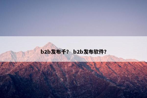 b2b发布千？ b2b发布软件？