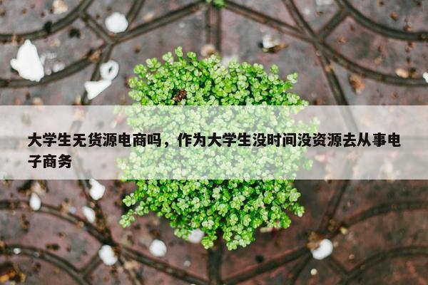 大学生无货源电商吗，作为大学生没时间没资源去从事电子商务