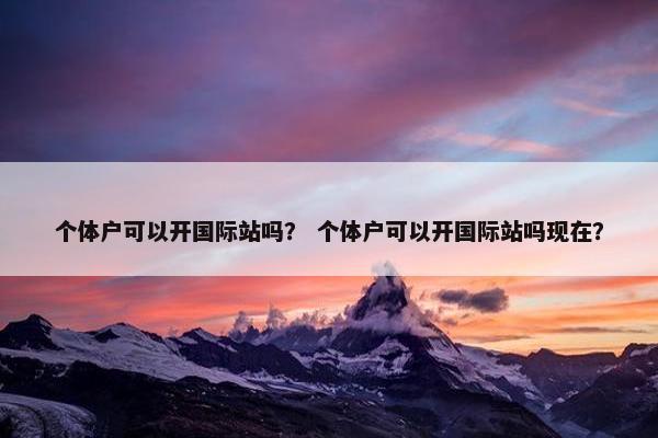 个体户可以开国际站吗？ 个体户可以开国际站吗现在？