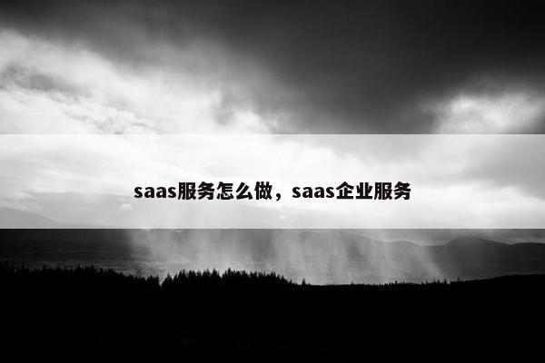 saas服务怎么做，saas企业服务