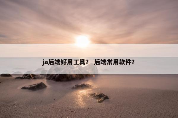 ja后端好用工具？ 后端常用软件？