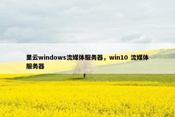 里云windows流媒体服务器，win10 流媒体服务器