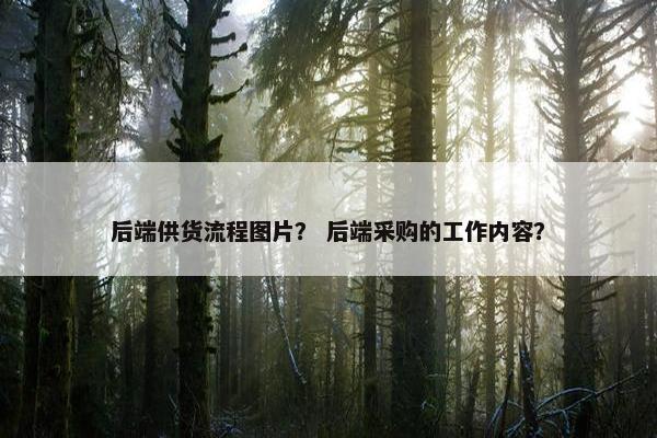 后端供货流程图片？ 后端采购的工作内容？