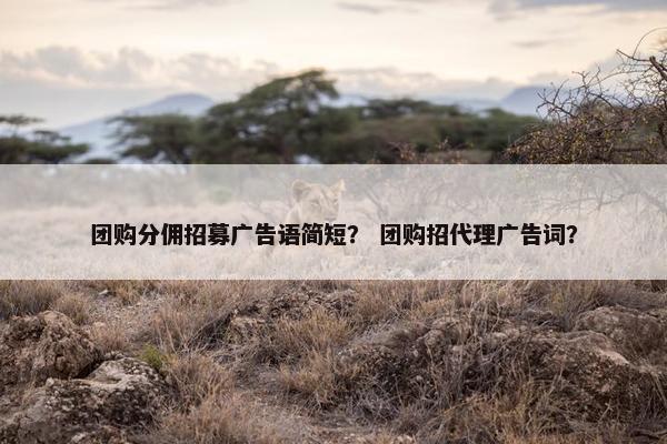 团购分佣招募广告语简短？ 团购招代理广告词？