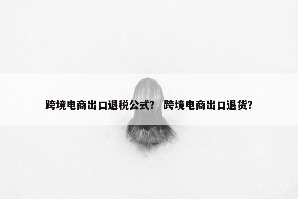 跨境电商出口退税公式？ 跨境电商出口退货？