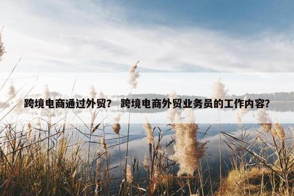 跨境电商通过外贸？ 跨境电商外贸业务员的工作内容？