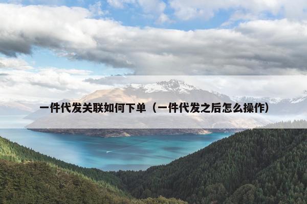 一件代发关联如何下单（一件代发之后怎么操作）