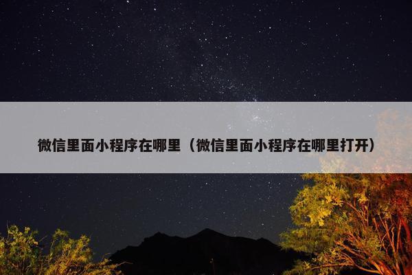 微信里面小程序在哪里（微信里面小程序在哪里打开）